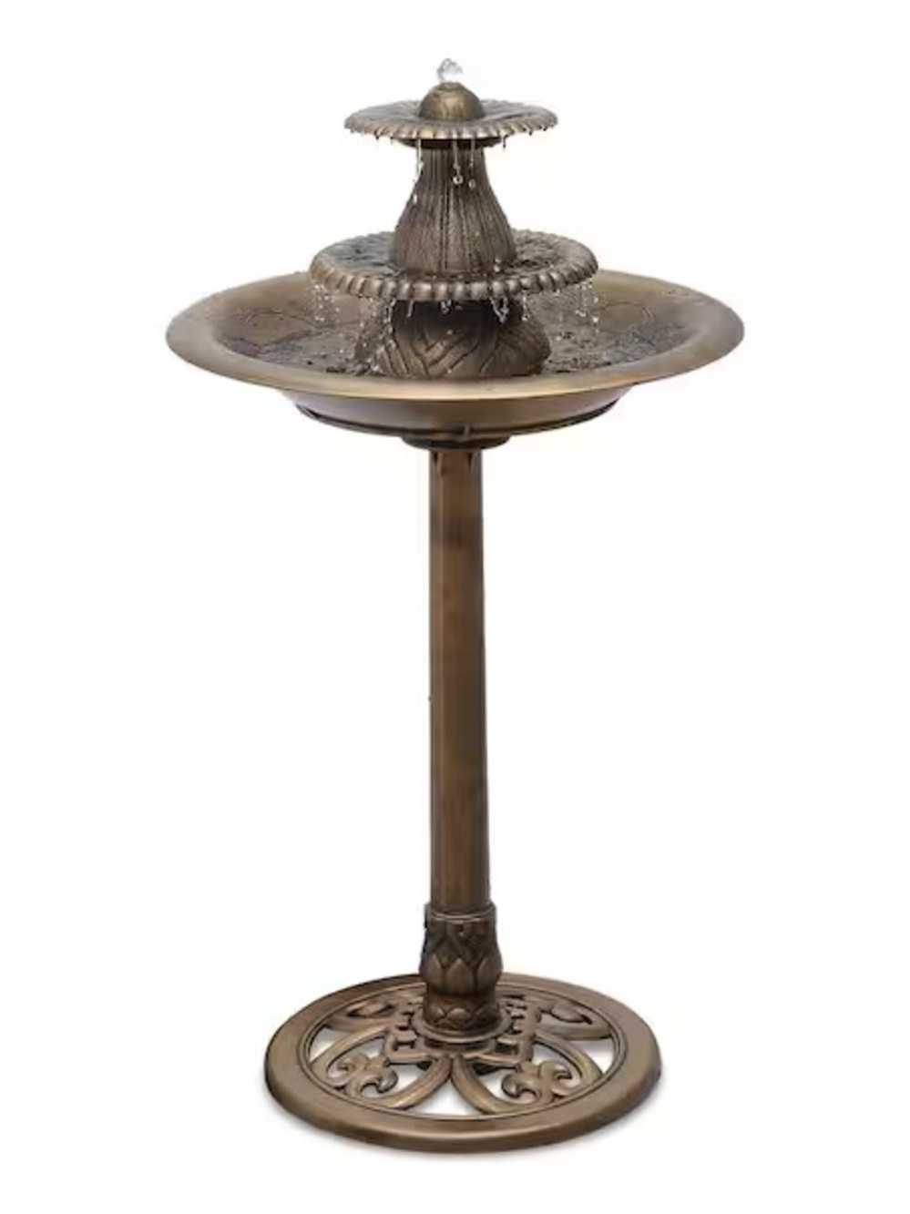 Outdoor Two-Tier Metal Bird Bath Fountain in Antique Bronze!! 🍃❗️ ⛲️